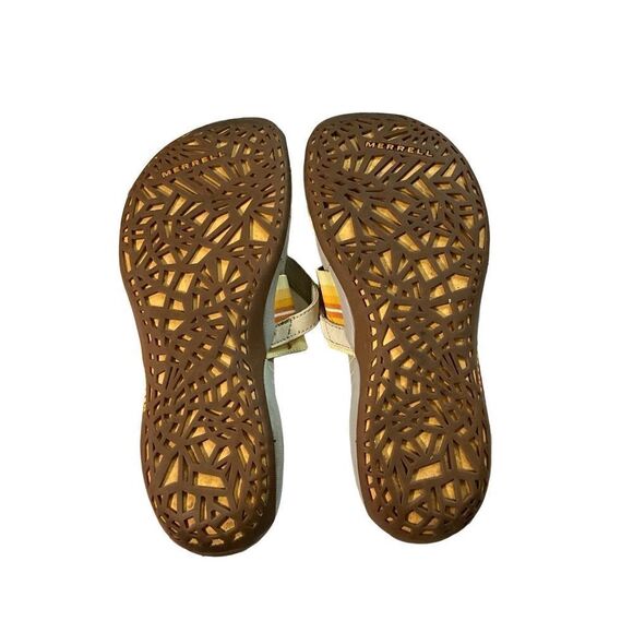 Merrell Yellow and Cream Slip On Sandal with Flip Flop Toe - Picture 3 of 11